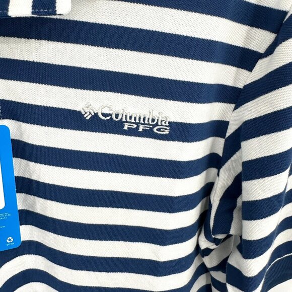 Columbia PFG Men's Super Bonefish Pique Polo Navy Blue sz S NWT Collared Stripe - Picture 5 of 6